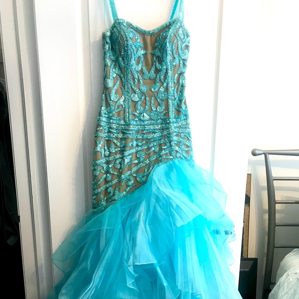 NEW Turquoise Mermaid Beaded Dress
